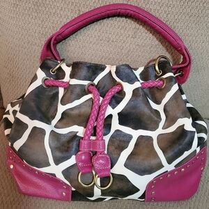 Pink and Black Giraffe Print Women's Bag